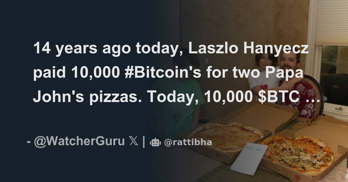 14 years ago today, Laszlo Hanyecz paid 10,000 #Bitcoin's for two Papa - Laszlo Hanyecz Net Worth 2025: Bitcoin Pizza Guy’s True Value Today