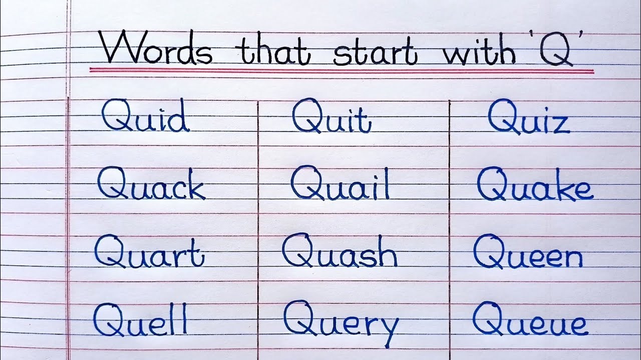 30+ Words That Start With ' Q '| ' Q ' Letter Words| - YouTube - Words With Q In The Middle