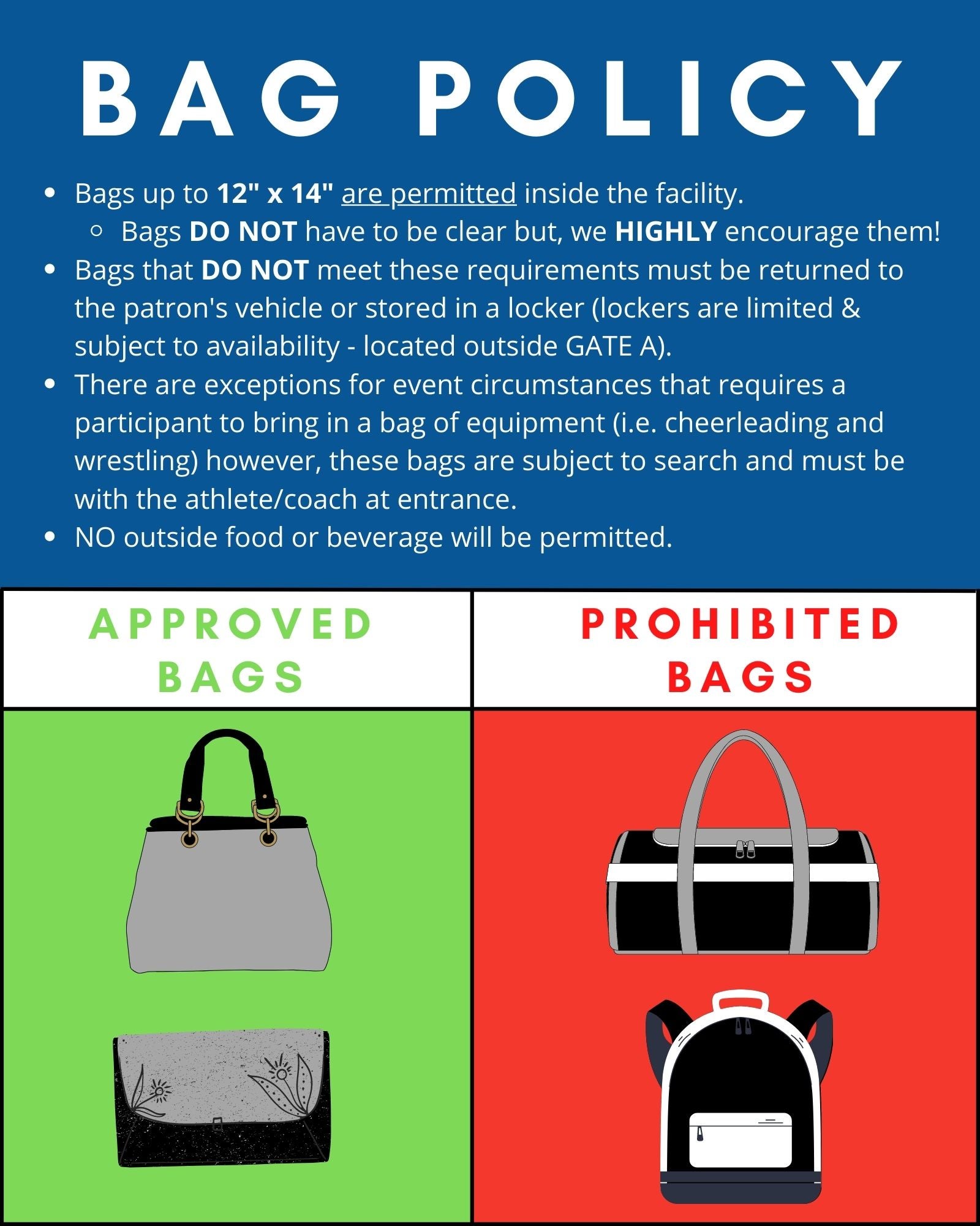 Arena Policies | CURE Insurance Arena - Target Center Bag Policy: What’s Allowed Inside The Arena
