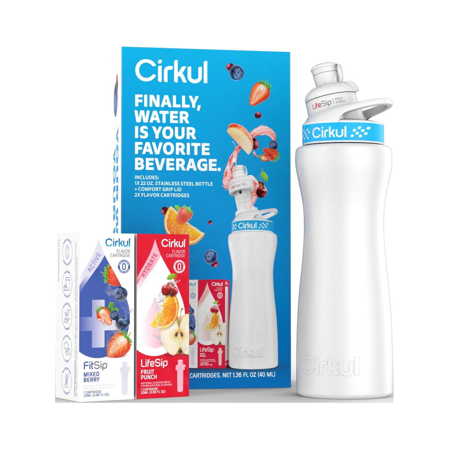 Cirkul 22oz White Stainless Steel Water Bottle Starter Kit with Blue - Cirkul How Long Does It Last