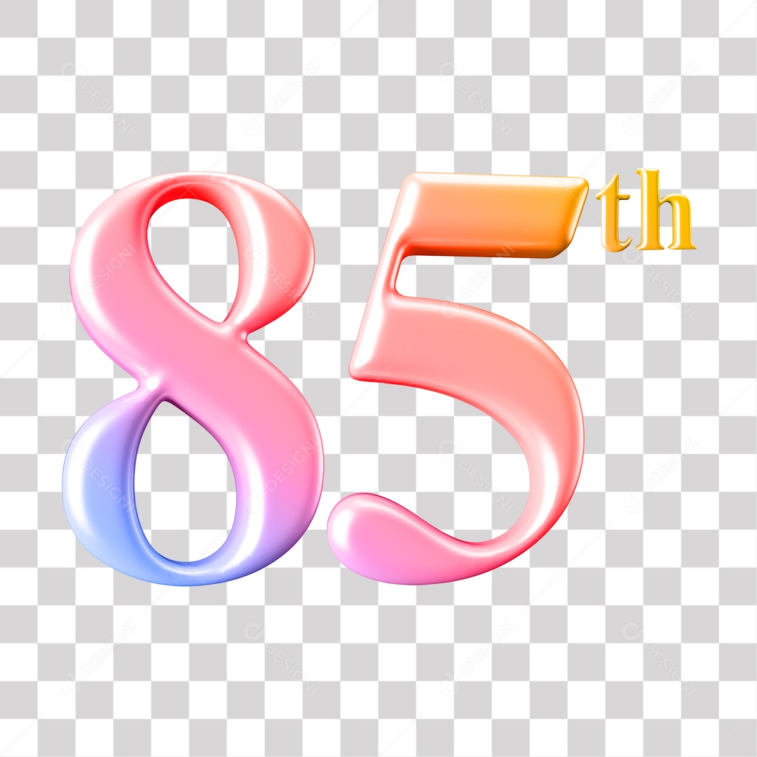 Elemento 3D Para Composição Número 85 Degrade Rosa e Roxo PNG - 85 Inch Tv Black Friday Sale
