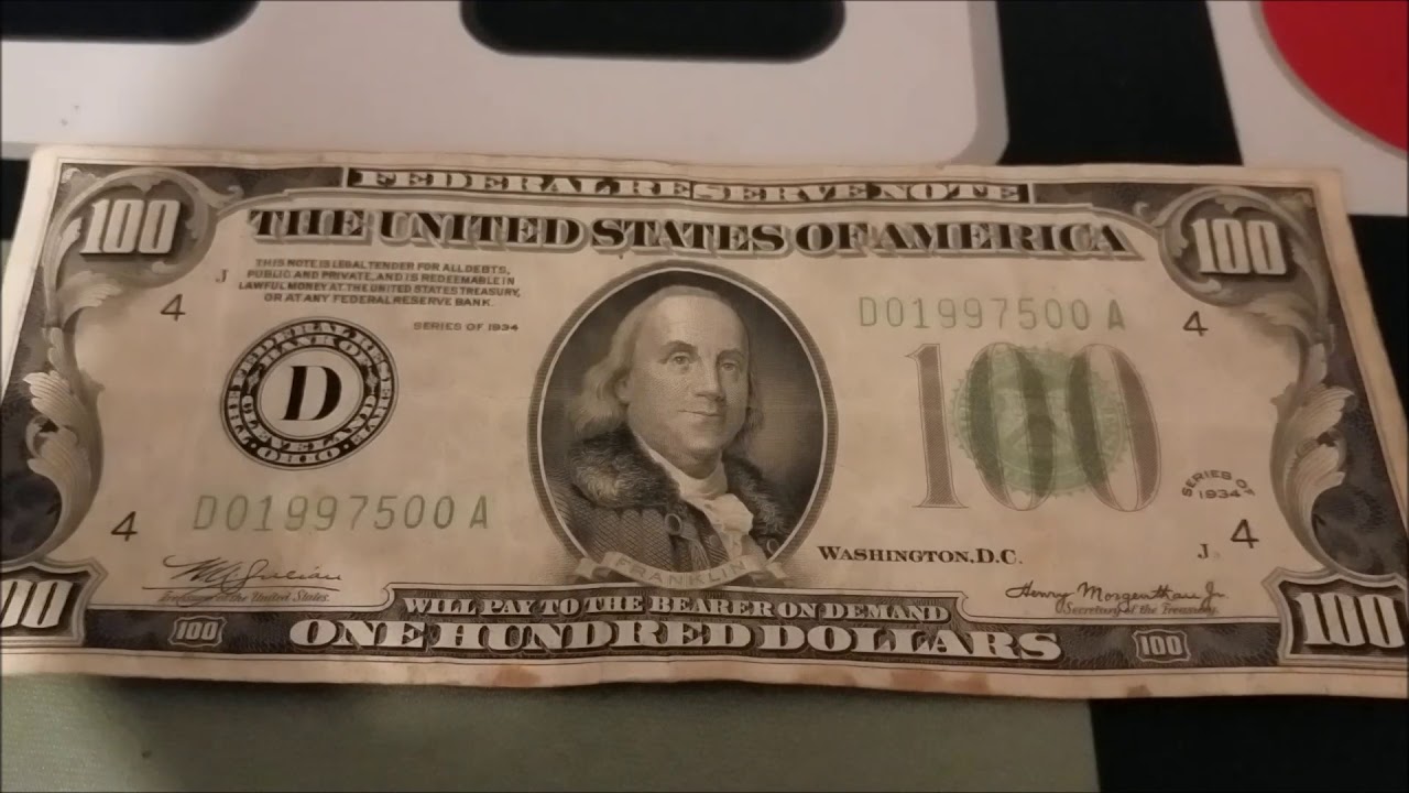 💲 HUGE FIND! Series 1934 $100 Bill - YouTube - 1934 Series A 10 Dollar Bill
