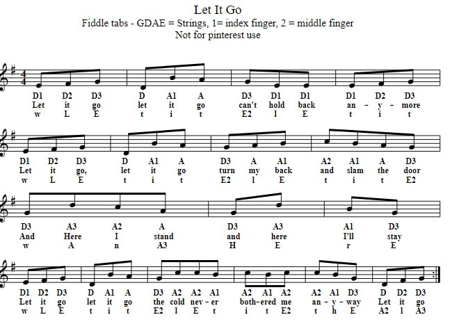 Let It Go Sheet Music Violin Easy - Let It Go Sheet Music Violin