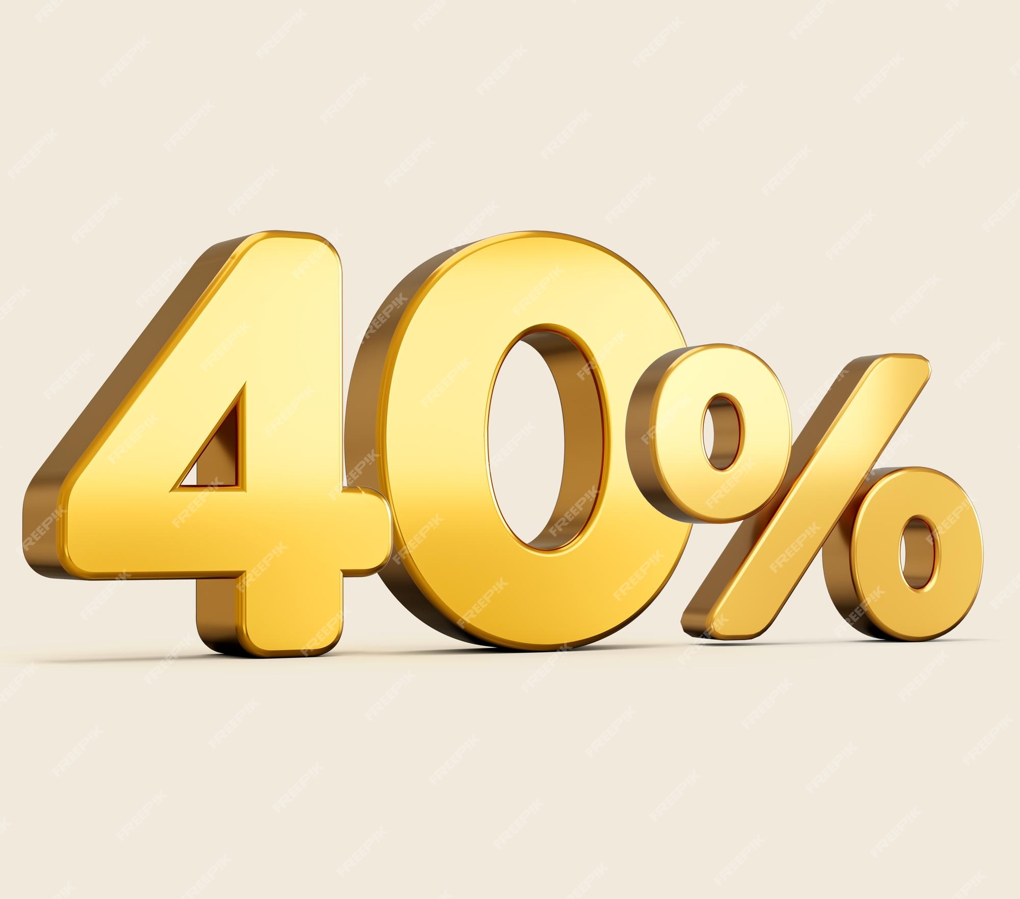 Premium Photo | 3d illustration of golden number forty percent or 40 - 40 Watt Bulb Vs 60 Watt Bulb