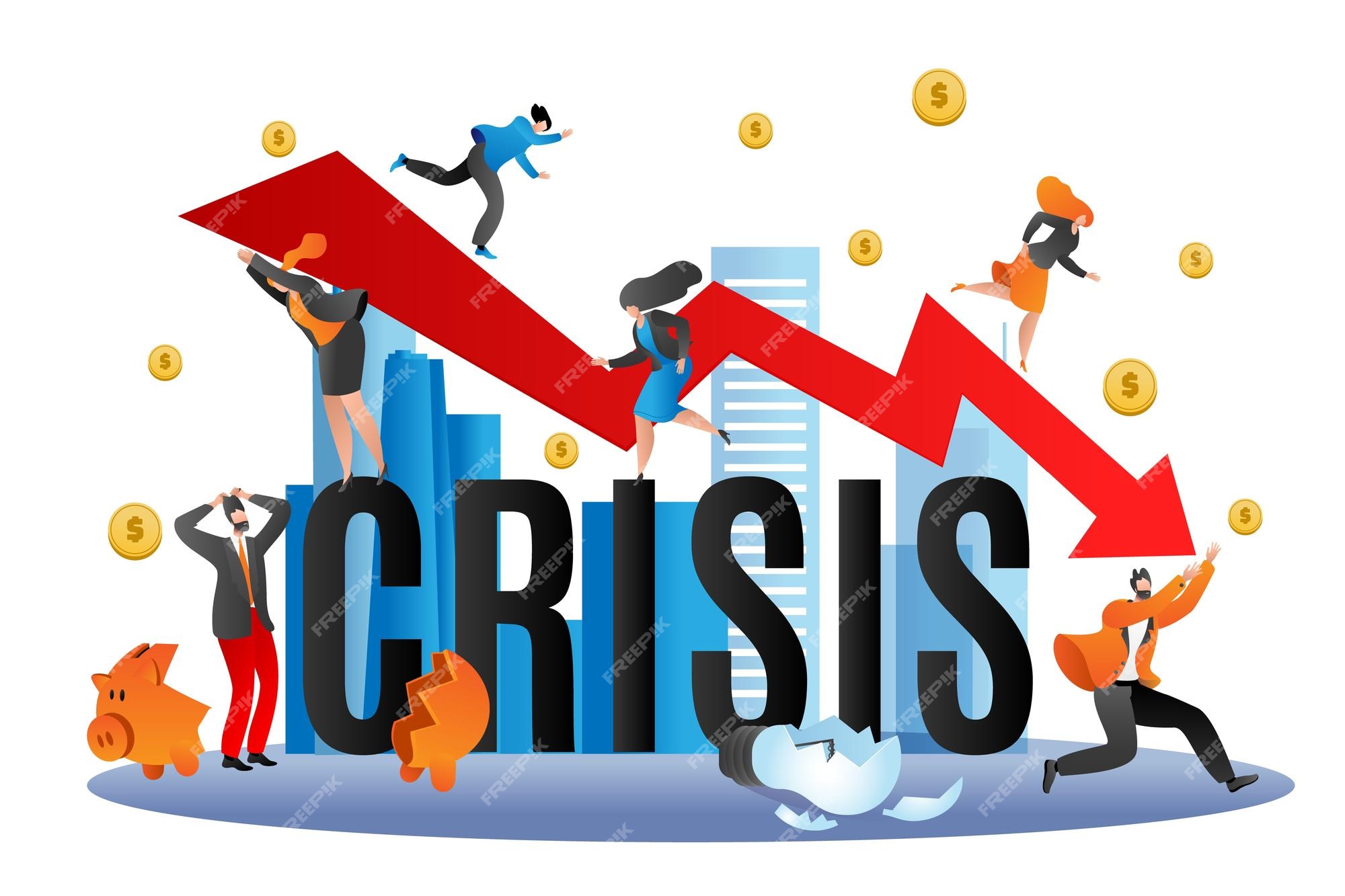 Premium Vector | World financial crisis economic fall vector - Crisis Core How Long To Beat