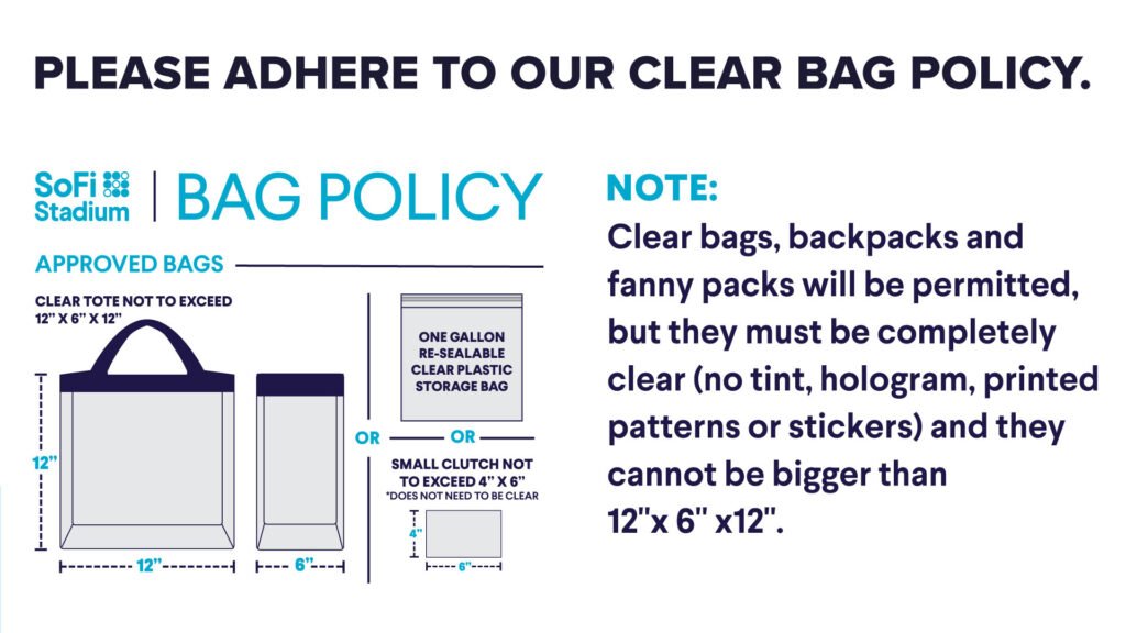 SoFi Stadium Bag Policy: Permitted and Prohibited Items List - SeatGraph - SoFi Bag Policy: Stadium Rules For NFL & Concert Events