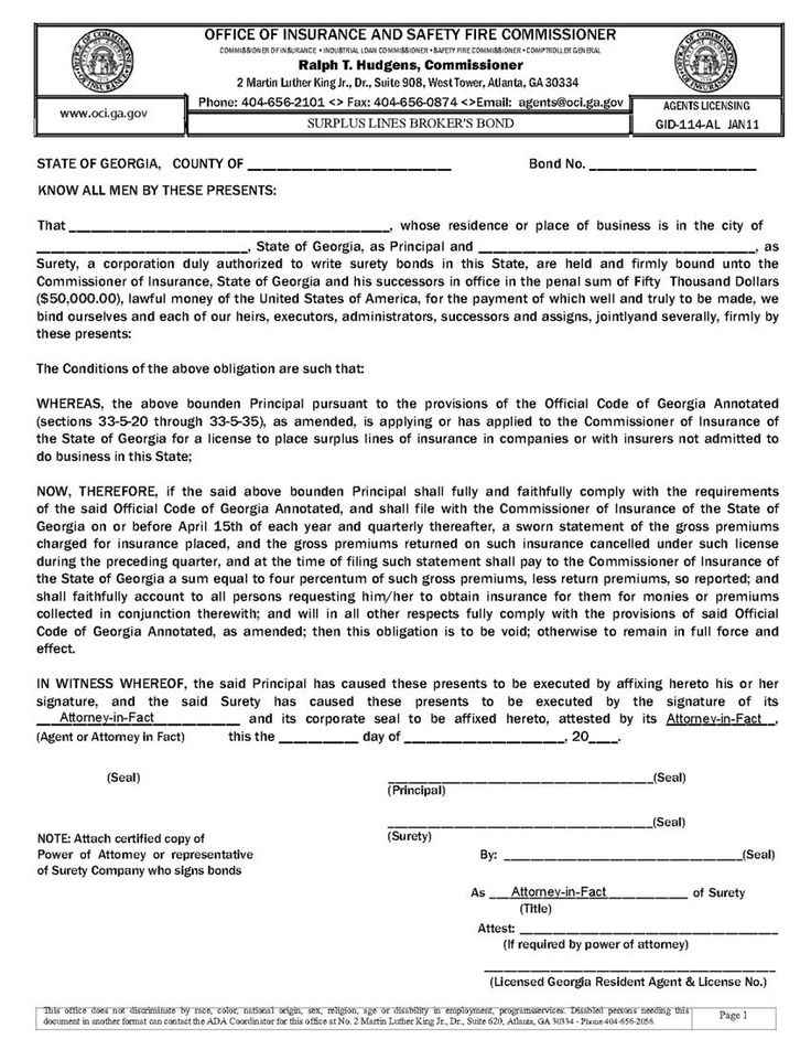 State of Georgia Surplus Lines Broker Bond | EZ Surety Bonds | Bond - Georgia Electronic Consumer Products Or Home Warranty Surety Bond