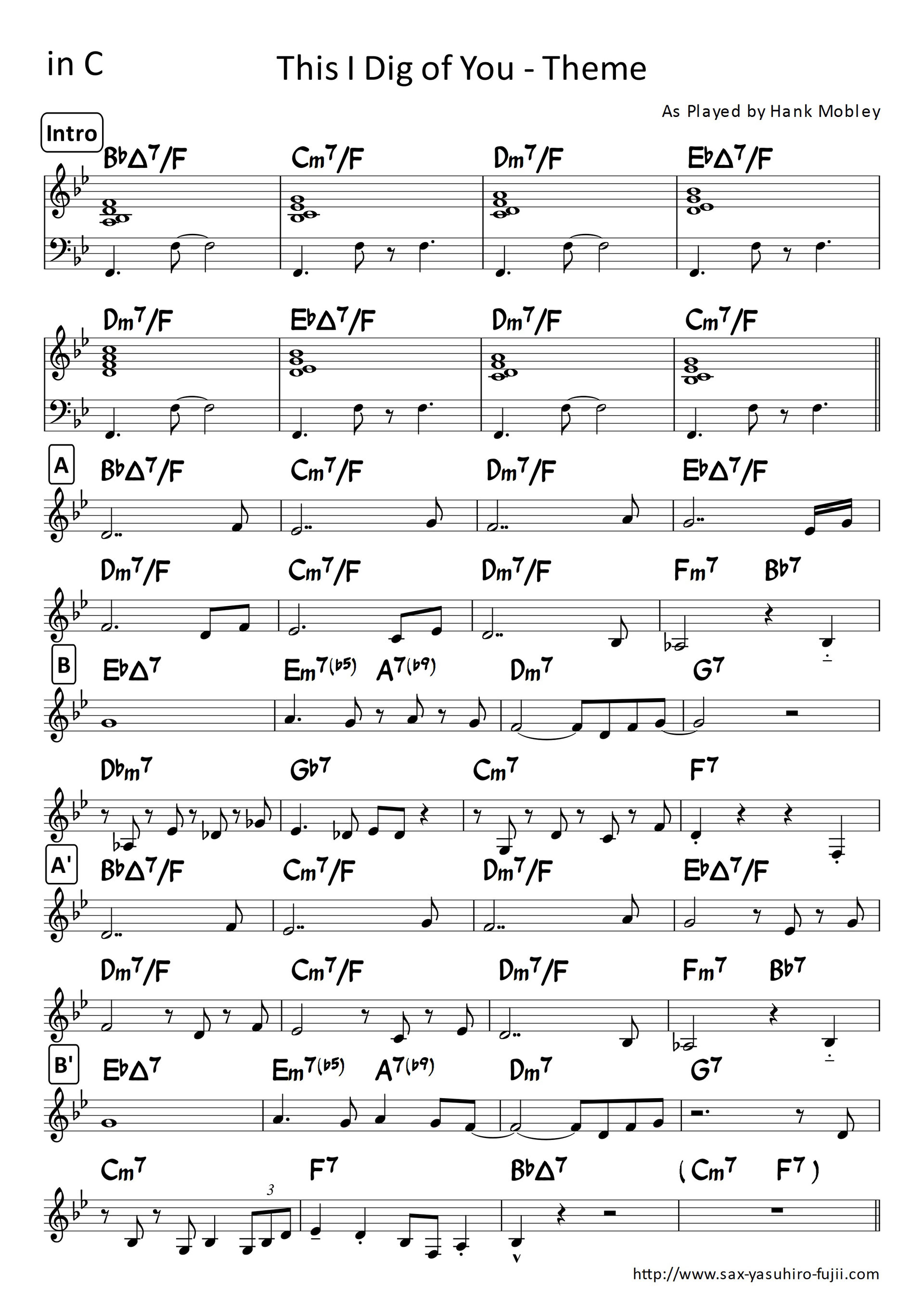 This I Dig Of You Lead Sheet