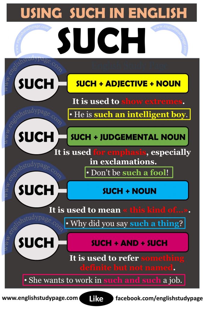 Using "Such" in English - English Study Page - Such As But Not Limited To