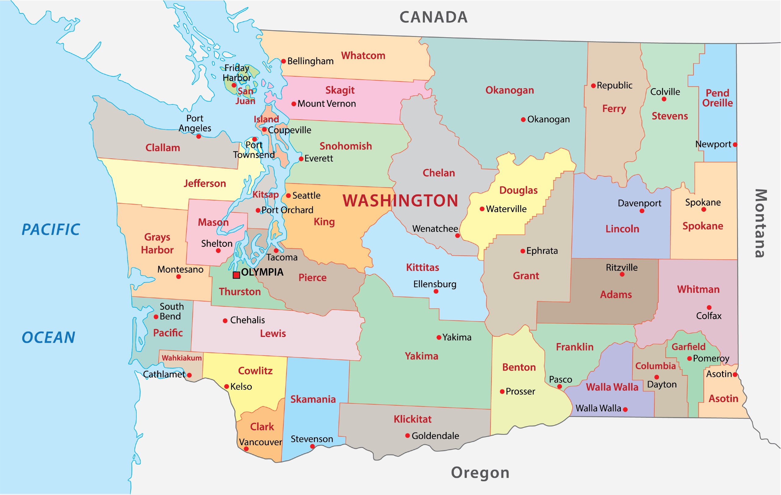 Washington Counties Map | Mappr - County Line Rd House For Sale