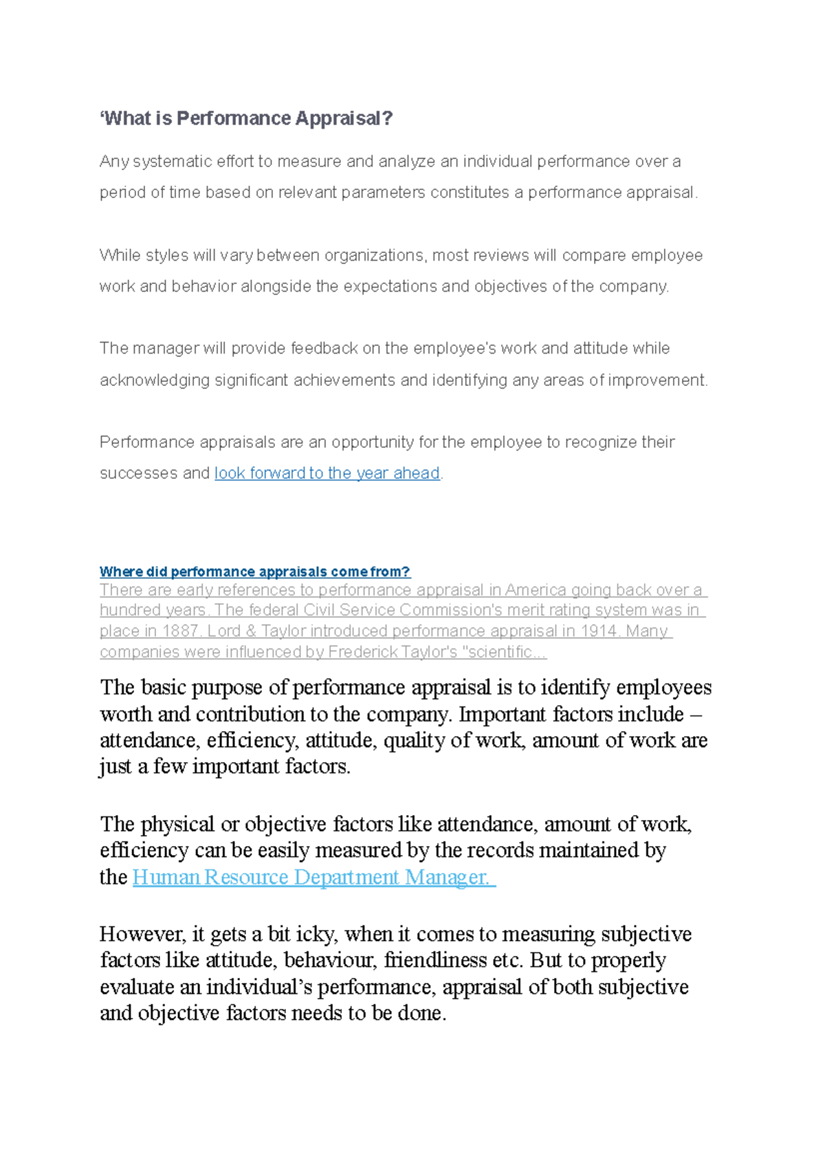 Which Statement About Performance Appraisals Is The Most Accurate