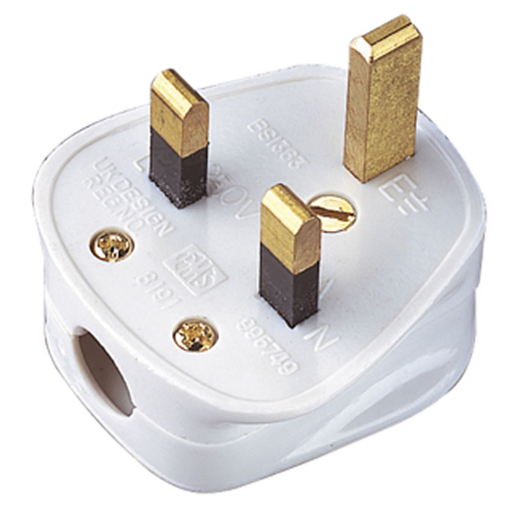 White Standard 3 Pin 3A UK Plug - Plug In Ice Pack For Cooler