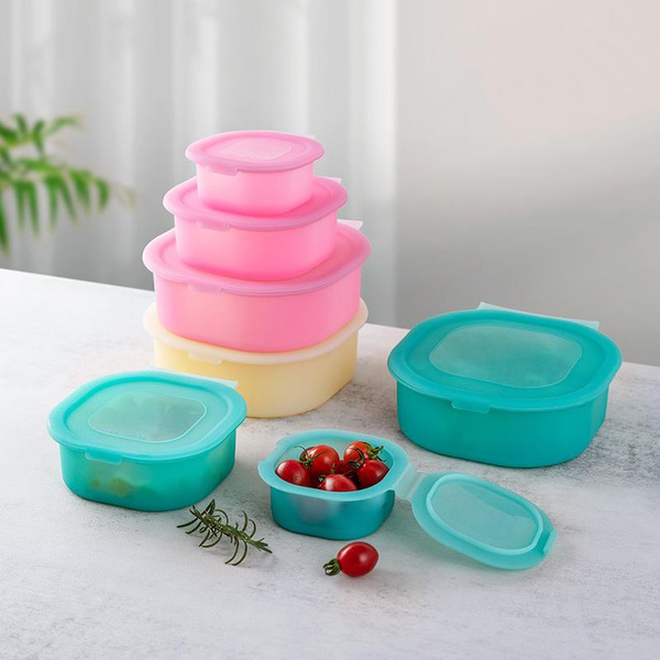 0.2L 0.5L 1L Food-grade Silicone Storage Box Food Storage Containers - Stainless Steel Food Containers With Silicone Lids