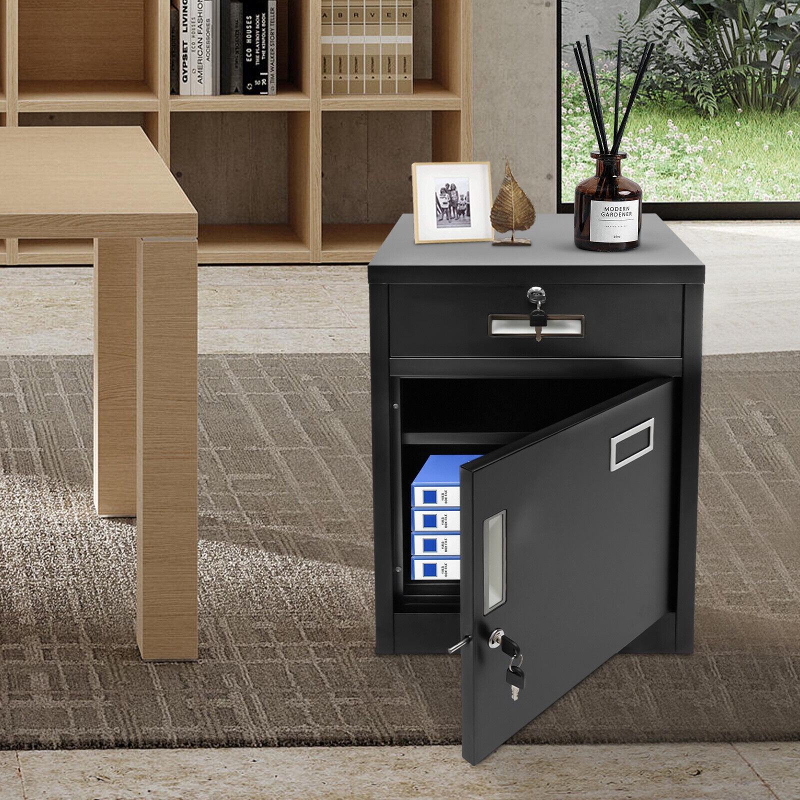 1 Drawer Filing Cabinet with Lock for Office Metal Vertical File - One Drawer File Cabinet With Lock