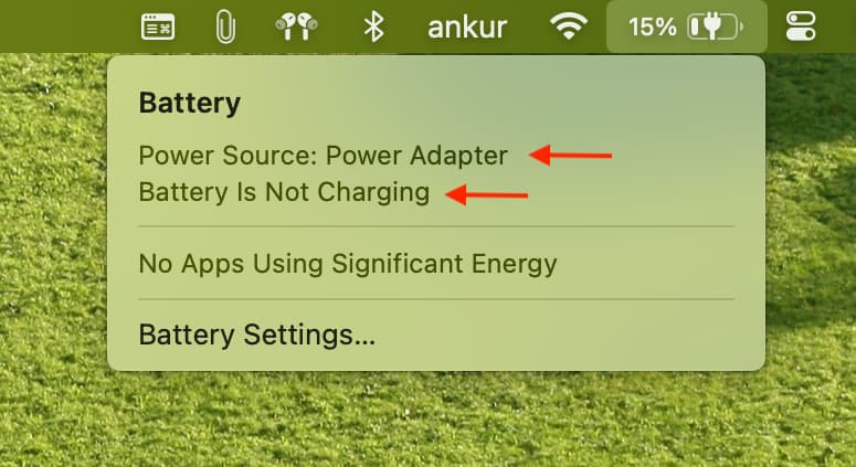 Battery Is Not Charging Power Source Power Adapter