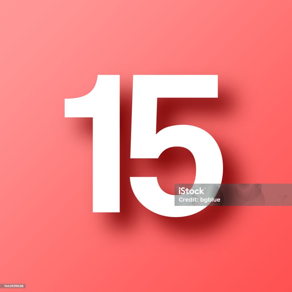 15 Number Fifteen Icon On Red Background With Shadow Stock Illustration - 15 W 38th St New York Ny 10018
