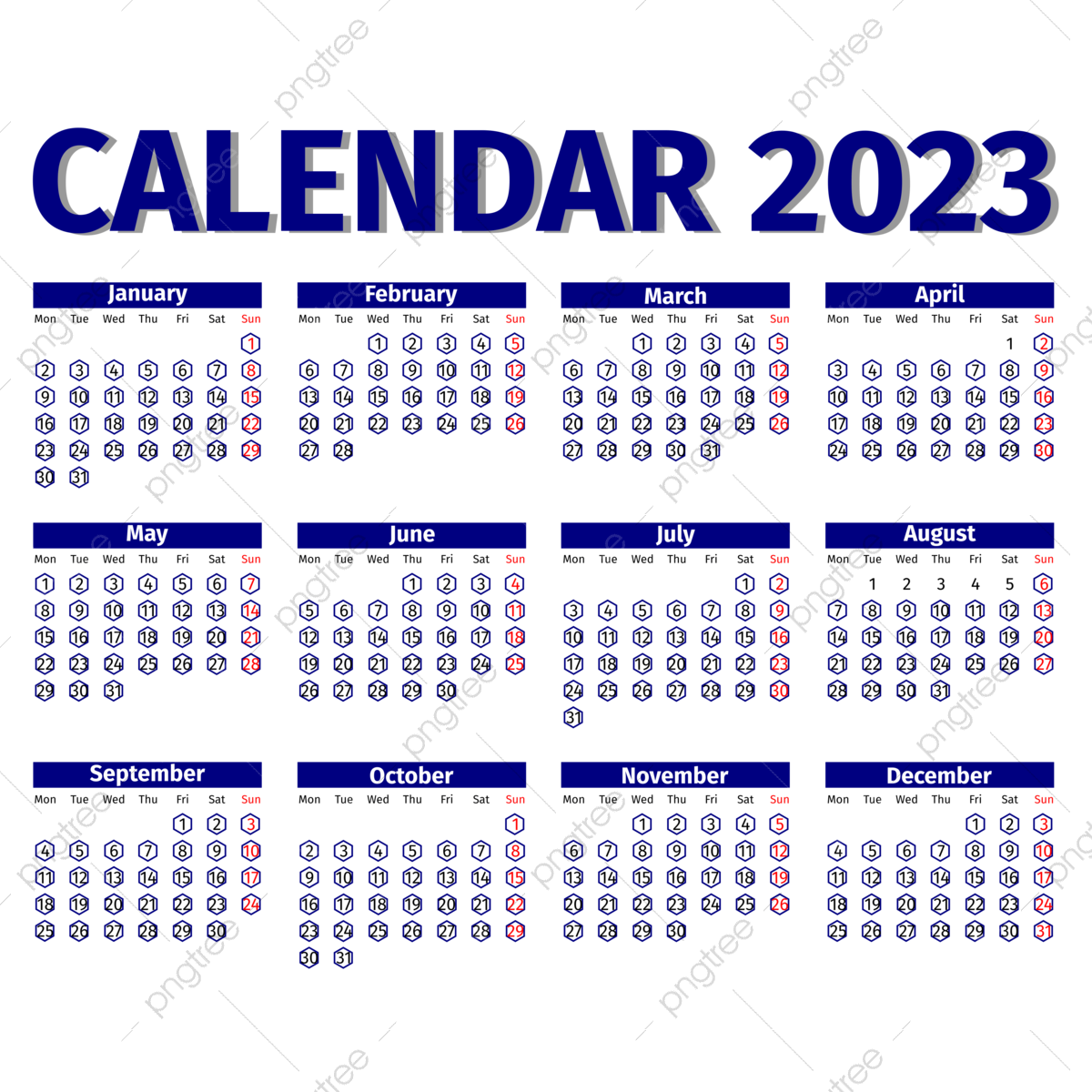 2023 Calendar Planner Vector Hd PNG Images, Calendar 2023 Blue Hexagon - 2023 P Jovita Idar American Woman Quarter