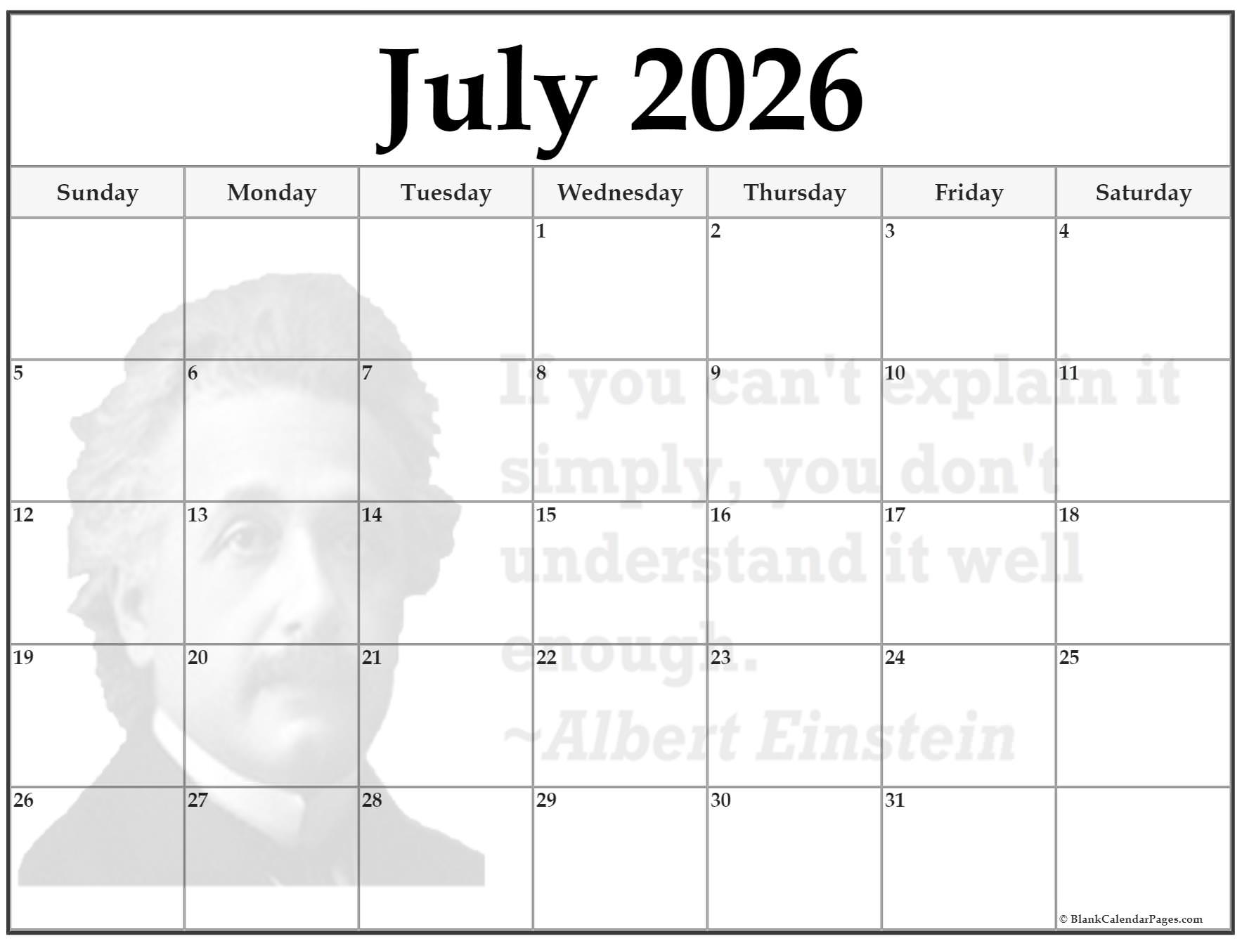 24+ July 2026 quote calendars - How Many Months Until July 2026