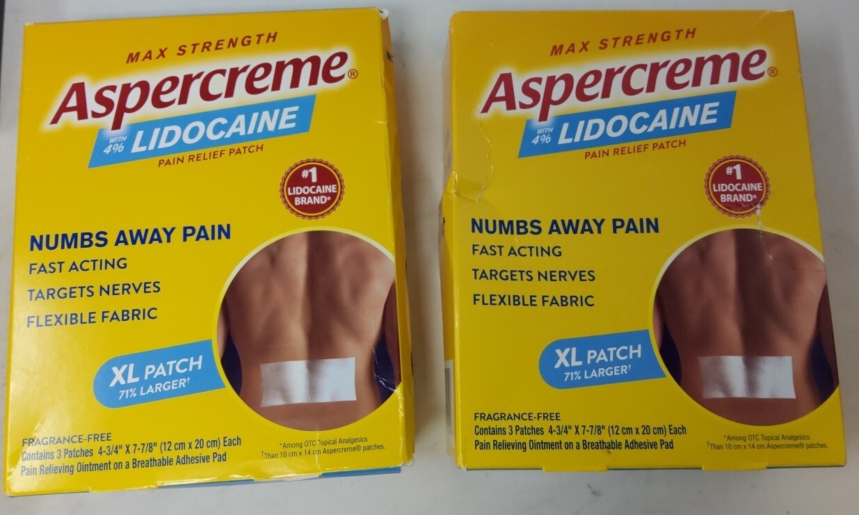 2x Aspercreme Lidocaine Max Strength XL Patch (3 Ct) Odor Free - Back - Aspercreme Lidocaine Patch How Long Does It Last