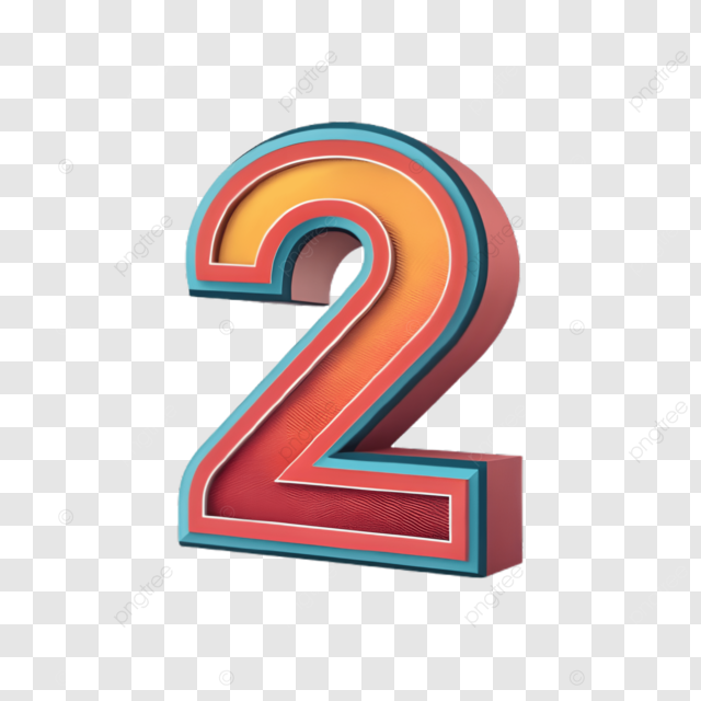 3d Style Illustration Of Number 2, Number, Number 2, Two PNG - 2 More Than The Quotient Of A Number And 5