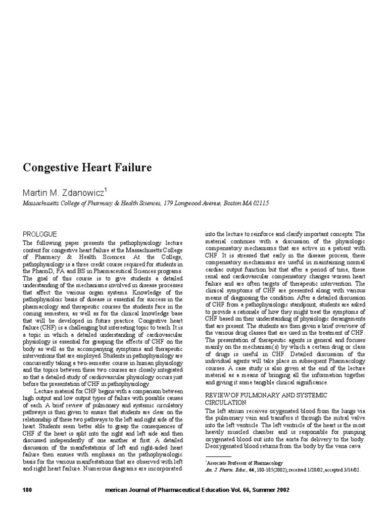 Pathophysiology Of Congestive Heart Failure Pdf