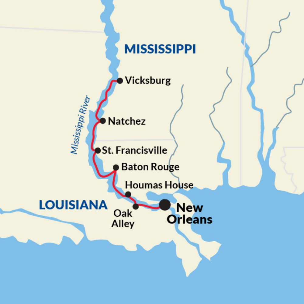a map showing the route for new orleans to mississippi, including two - How Far Is Laurel Mississippi From New Orleans