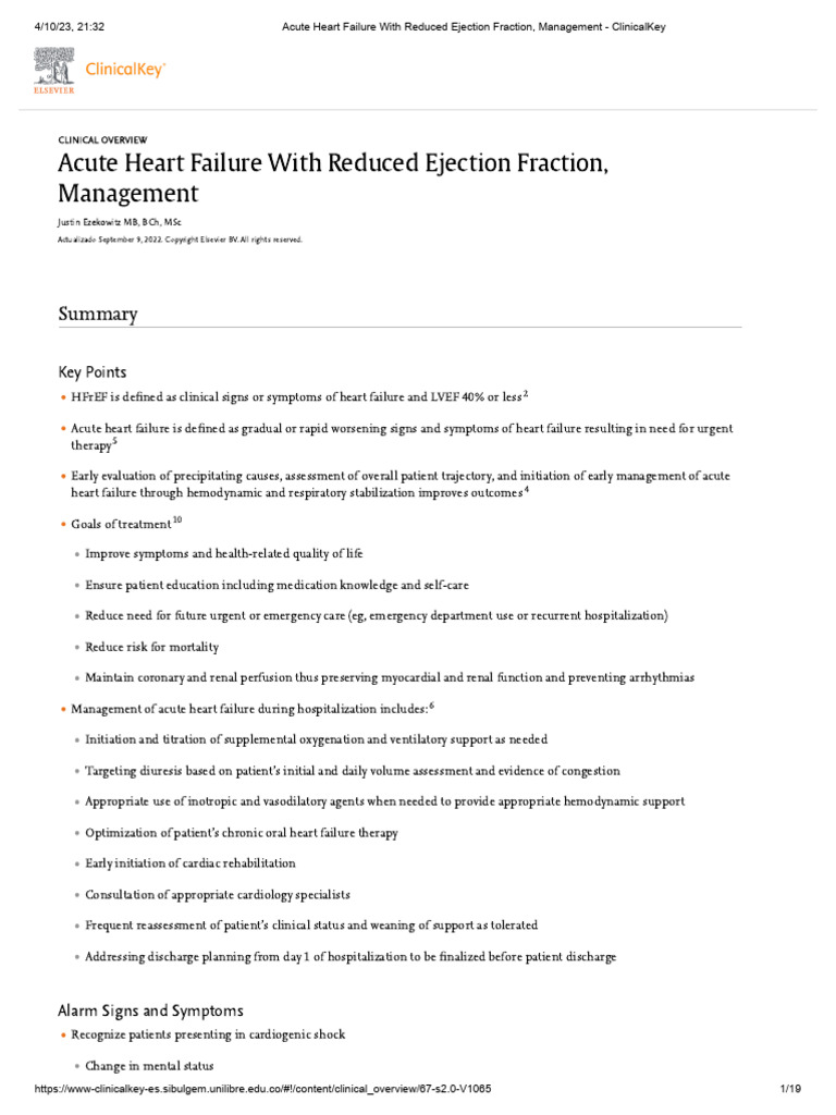 Chronic Heart Failure With Reduced Ejection Fraction Icd 10