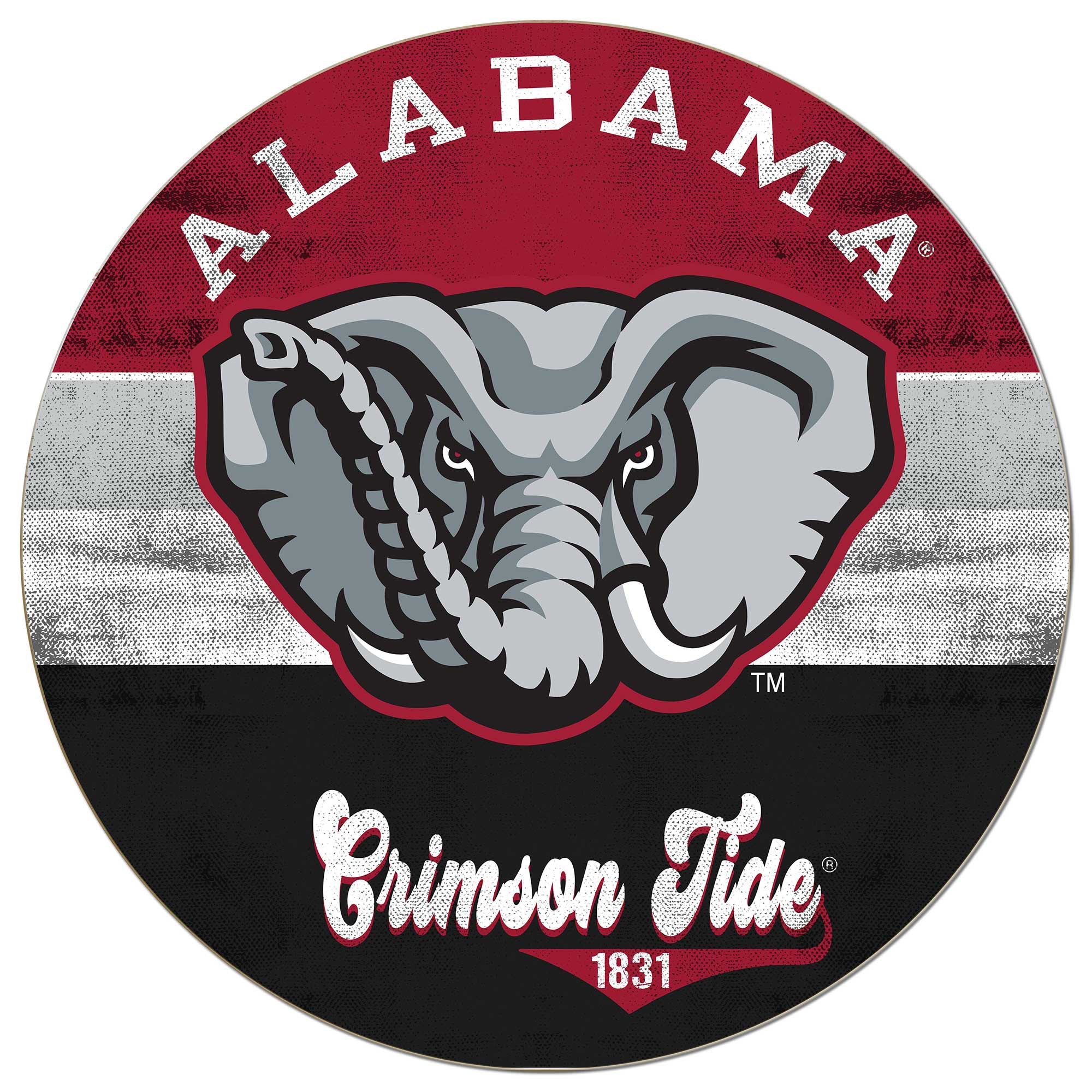 Alabama Crimson Tide 20'' x 20'' Retro Logo Circle Sign - Alabama Crimson Tide National Championship Rings