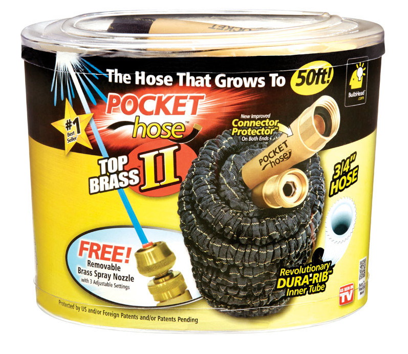 As Seen on Tv Pocket Hose Top Brass Bullet II Retractable Kink Free - Retractable Hose As Seen On Tv