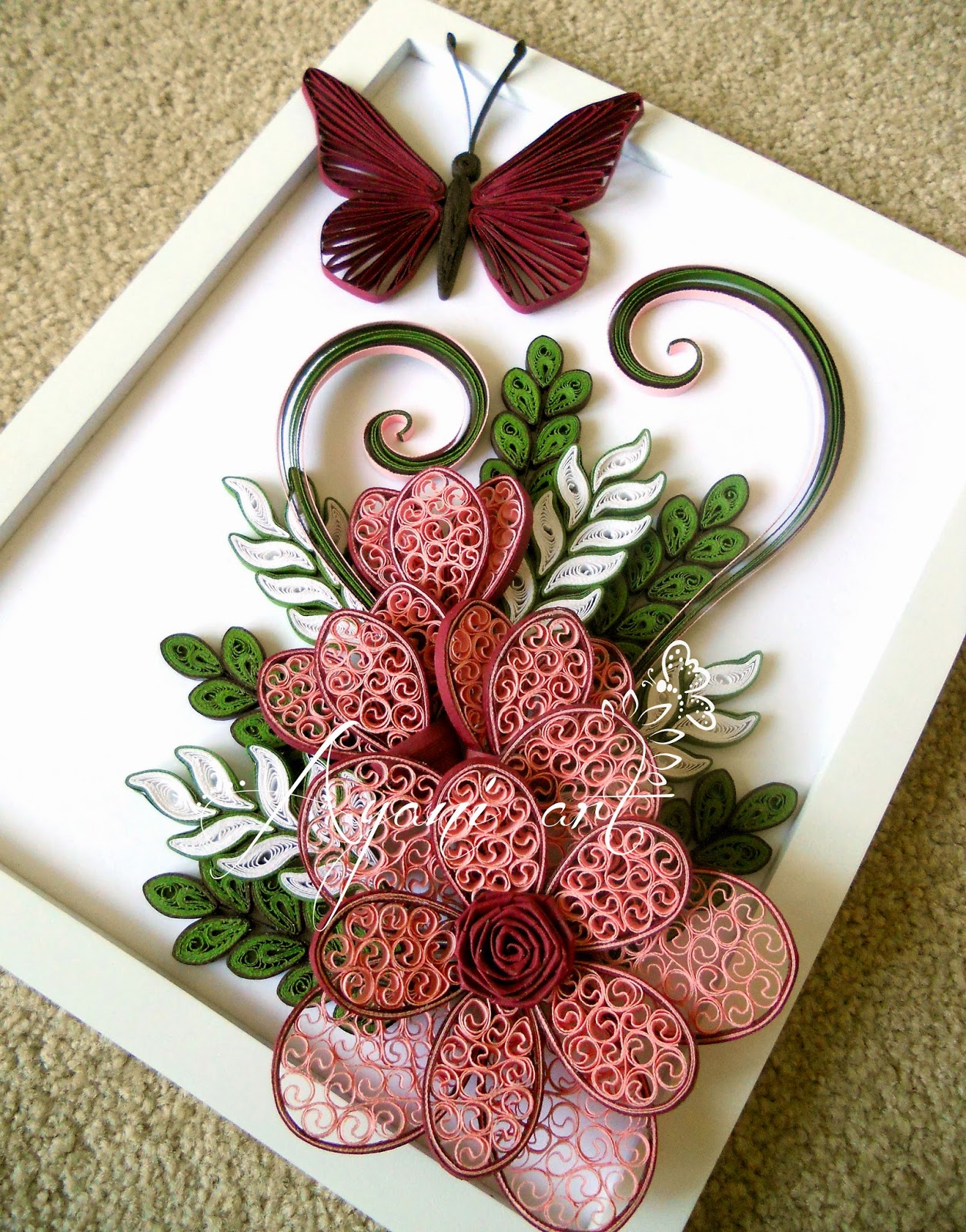 Ayani art: Quilling in Pink and Green - Quilling Selander Lownds Winslett & Moser Pc