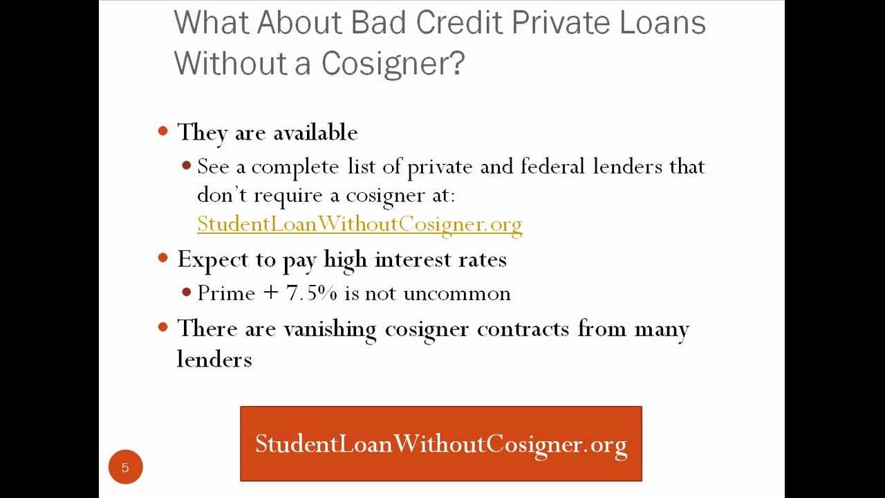 Bad Credit Student Loan Without Cosigner - YouTube - Personal Loan For Bad Credit With Cosigner
