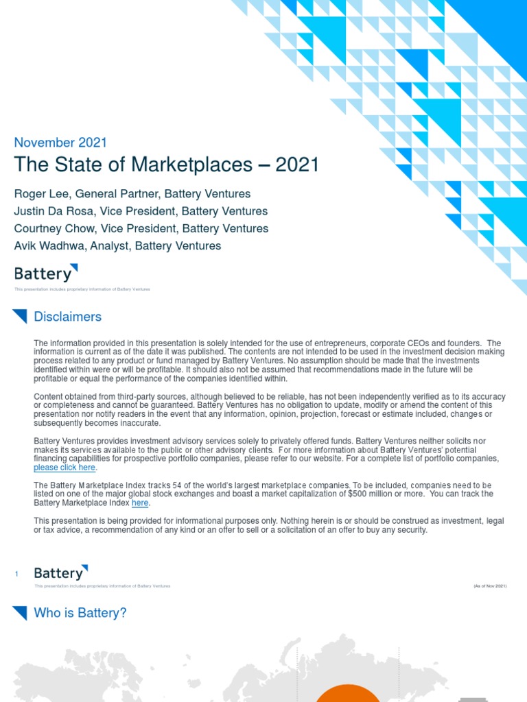 Battery Ventures State of Marketplace Report 2021 | PDF | Investing - Competitive Power Ventures Financial Transactions Press Releases