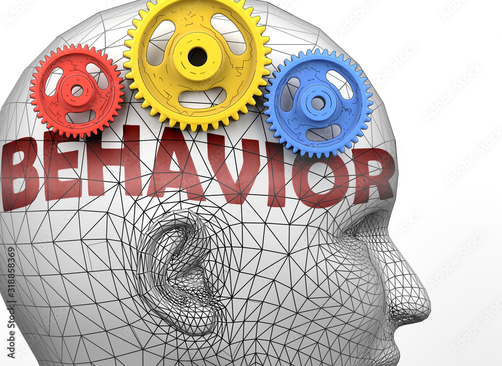 Behavior and human mind - pictured as word Behavior inside a head to - Behavior Based Analysis Involves Using Baseline Information To Detect What