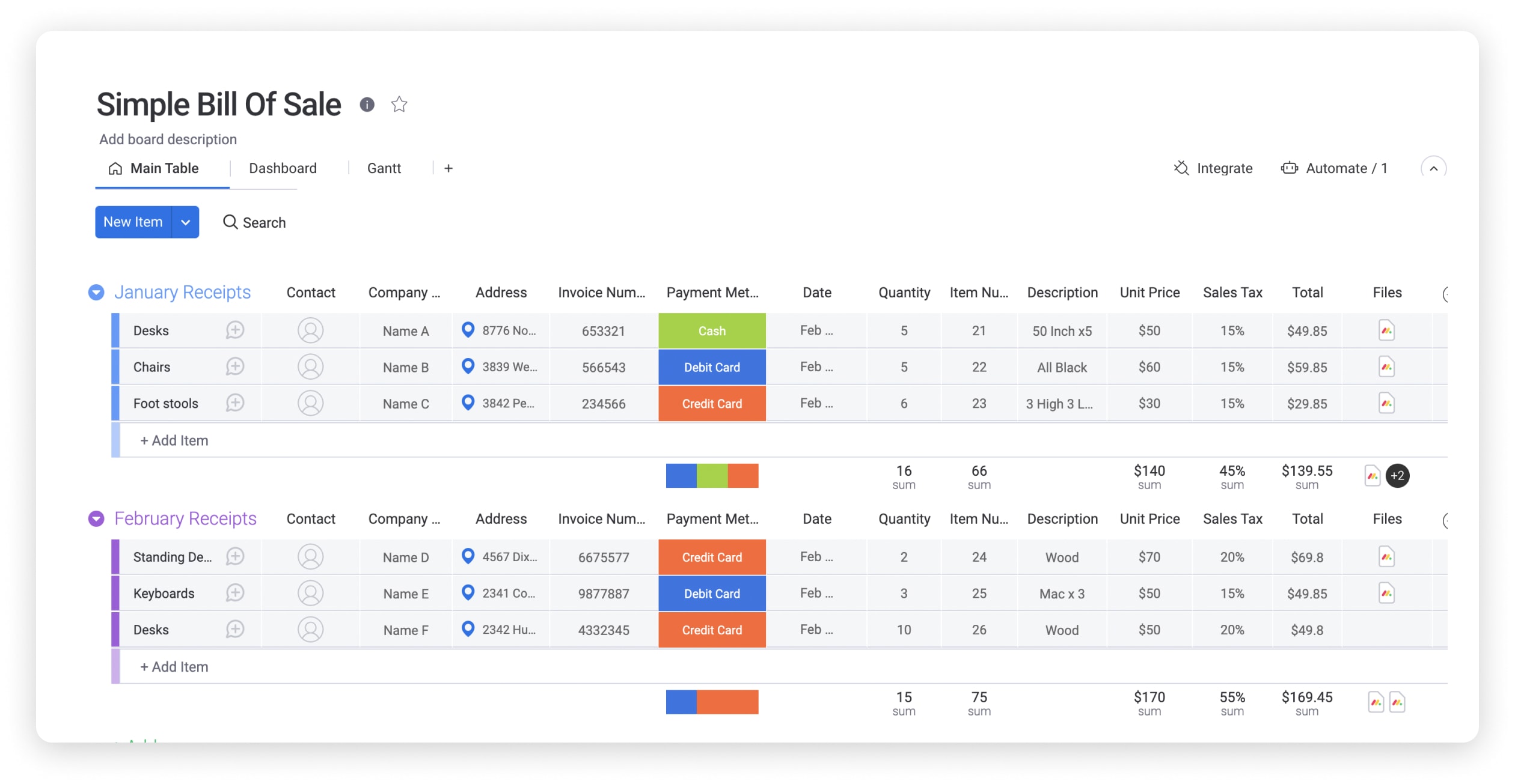 Bill Tracker Template for Streamlined Expenses - Bill Smith Plumbing & Heating Englewood Co