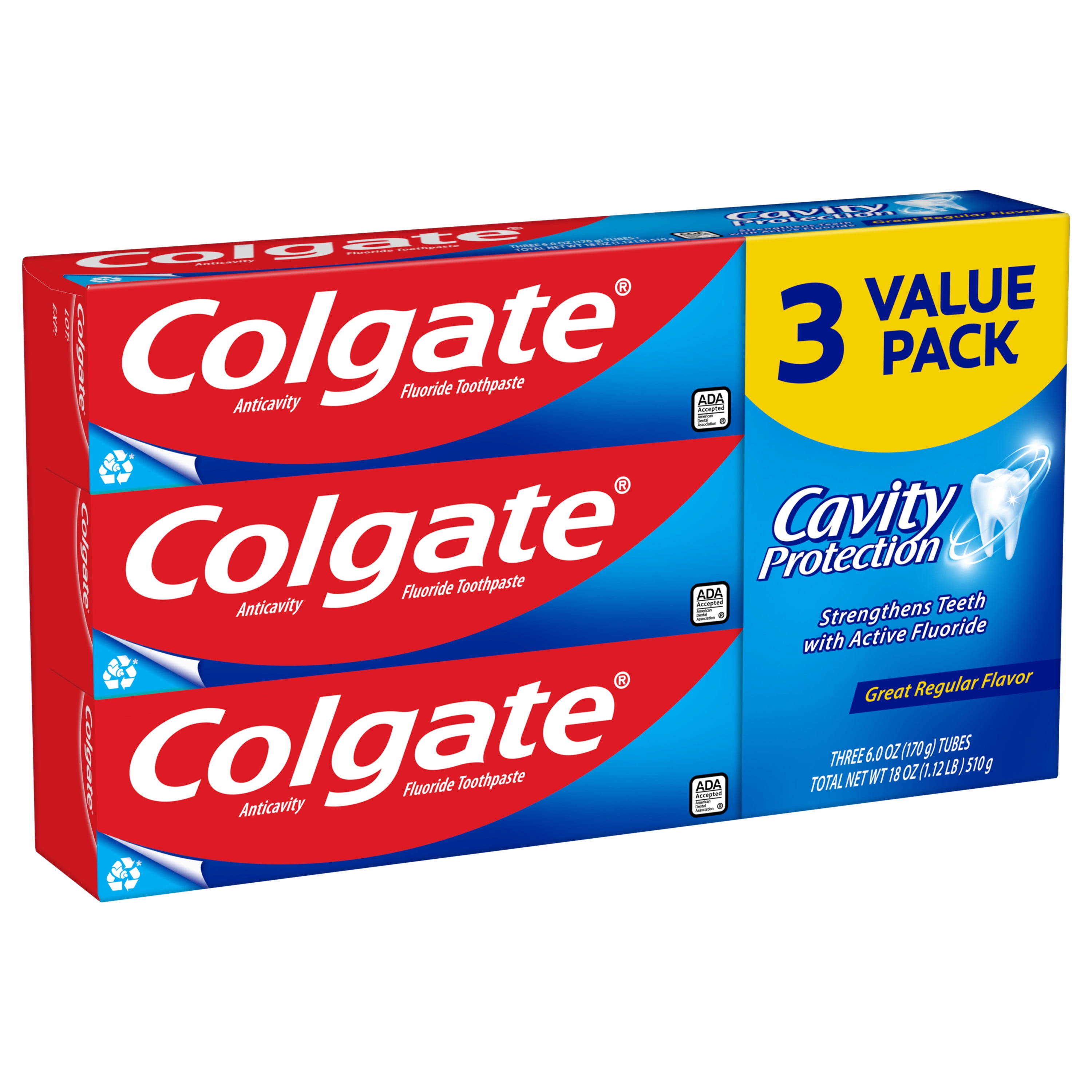 Buy Colgate Cavity Protection Toothpaste, Great Regular Flavor, 6 Oz, 3 - Toothpaste For Bleeding Gums And Sensitive Teeth