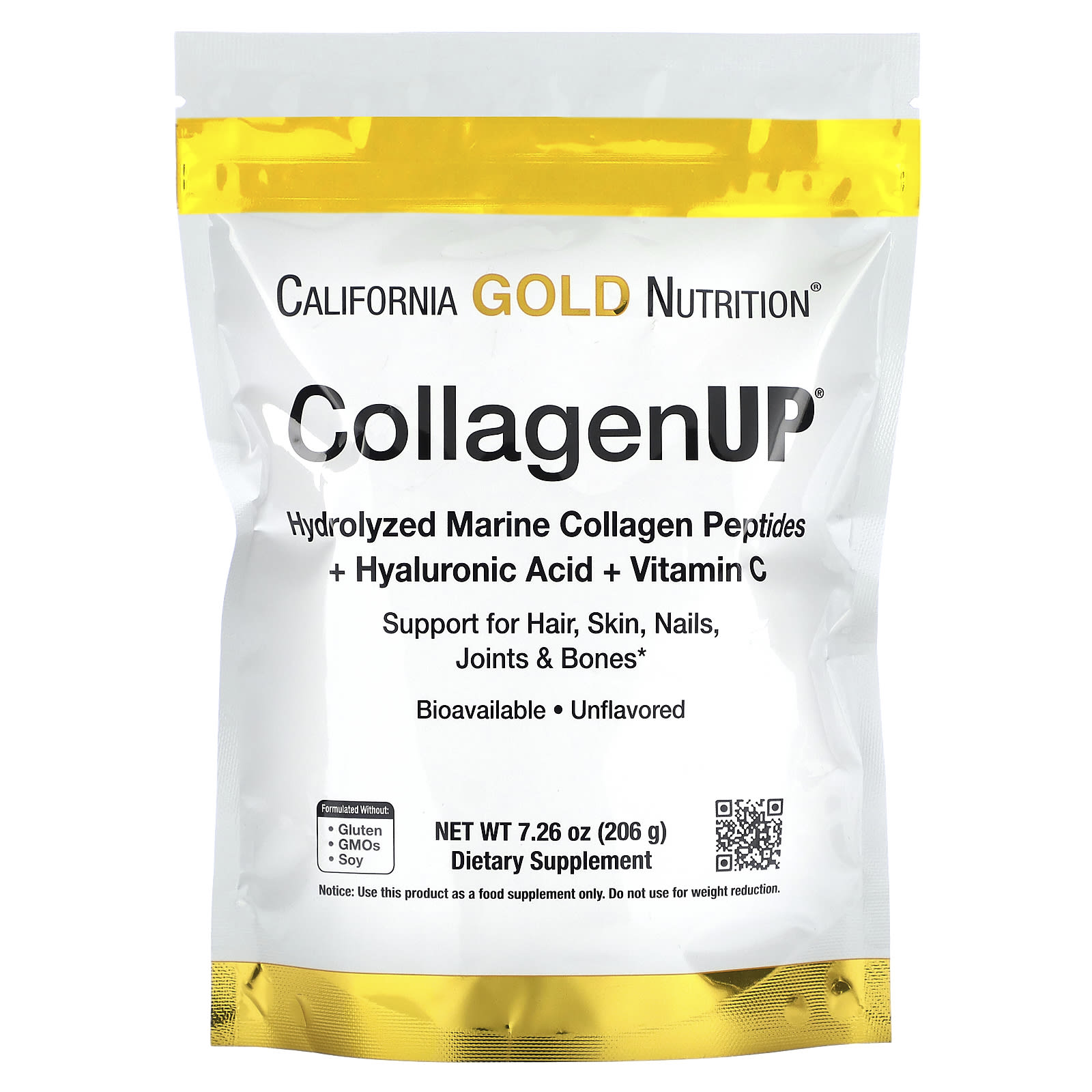 California Gold Nutrition, CollagenUP, Hydrolyzed Marine Collagen - Collagen Peptides With Hyaluronic Acid And Vitamin C