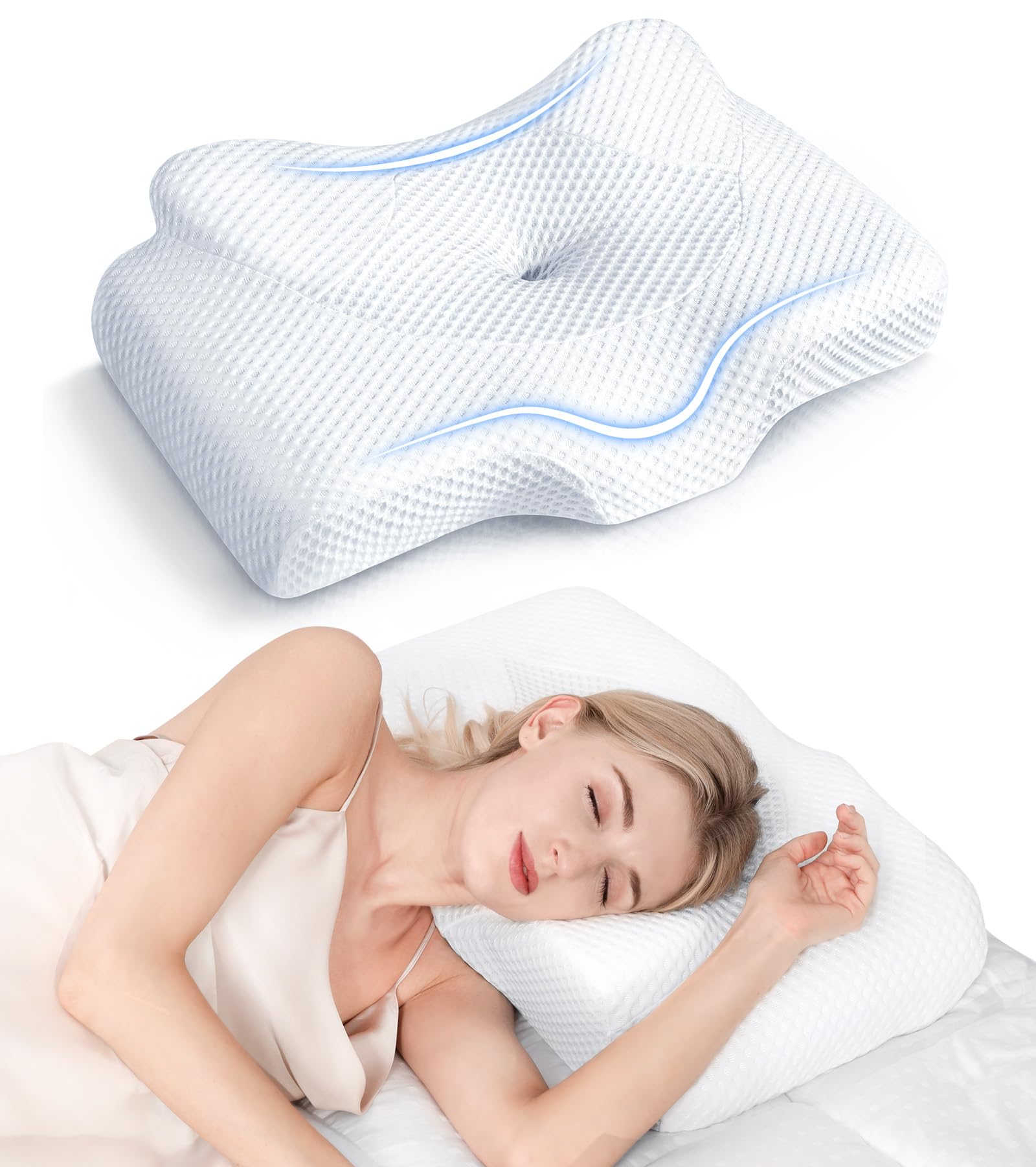 Cervical Pillow for Neck Pain Relief, Hollow Design Odorless Memory - How Many Pillows To Sleep With