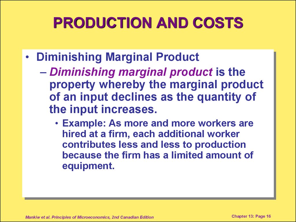 Chapter 13. The Cost of Production - online presentation - Economic Costs Of Production Differ From Accounting Costs In That