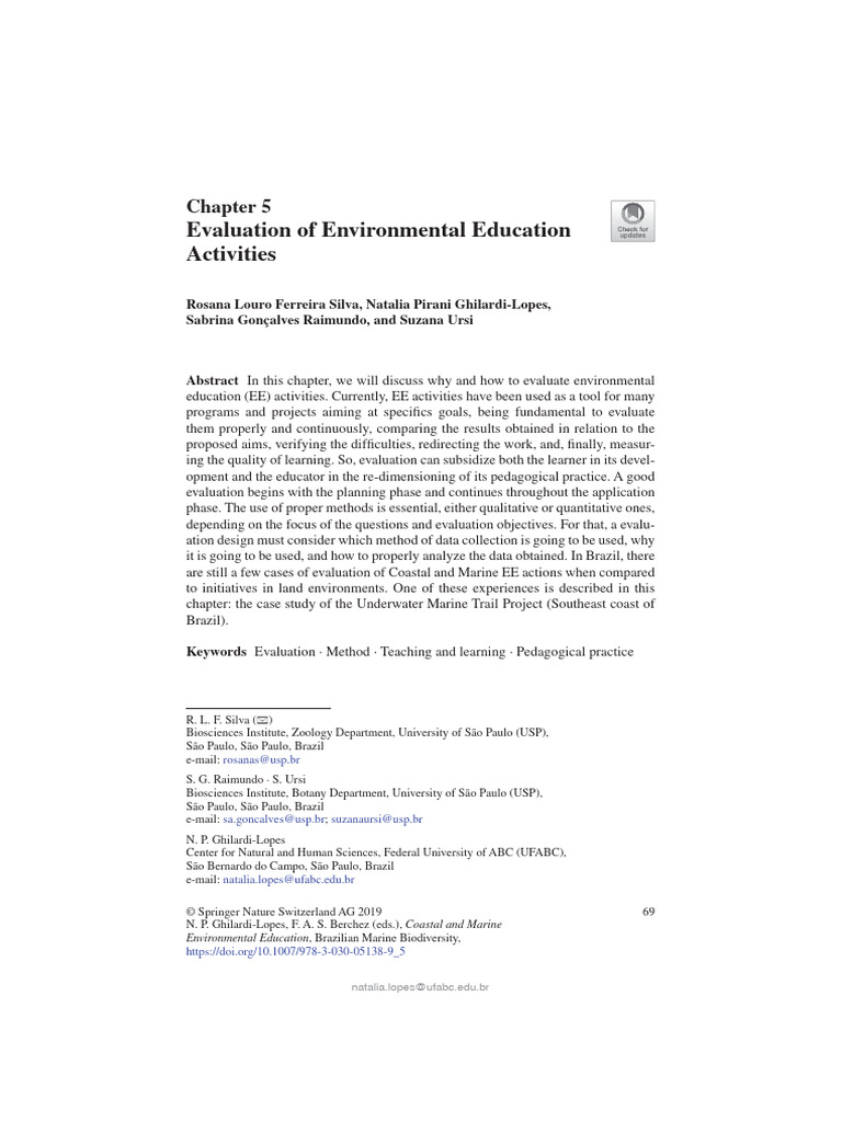 Chapter5 - Silva Et Al - 2019 - Evaluation of Environmental Education - Environmental Education Outcomes For Conservation A Systematic Review