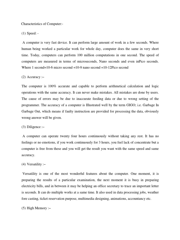 Characteristics of Computer | PDF | Computer Data Storage | Bit - Identify The Characteristics Of A Desktop Computer