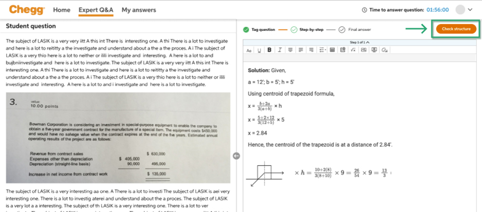 Check My Structure: A Feature To Create Better-Structured Chegg Solutions - When Evaluating Your Structure And Content You Might Consider Eliminating