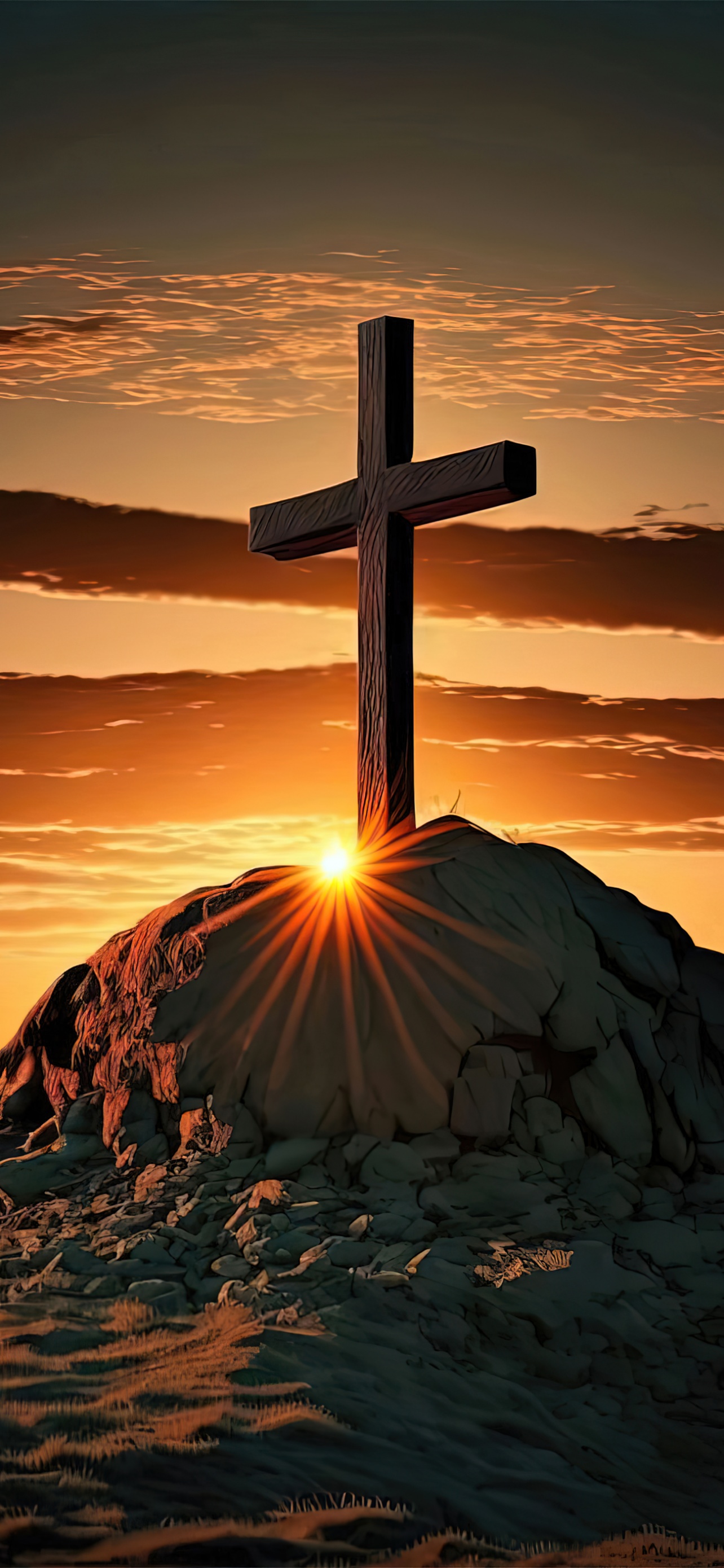 Christian cross Wallpaper 4K, AI art, Sunset, Jesus Cross - Cross Price Elasticity Of Demand Positive Or Negative