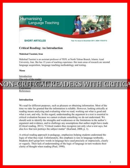 Compare Non-critical Readers With Critical Readers