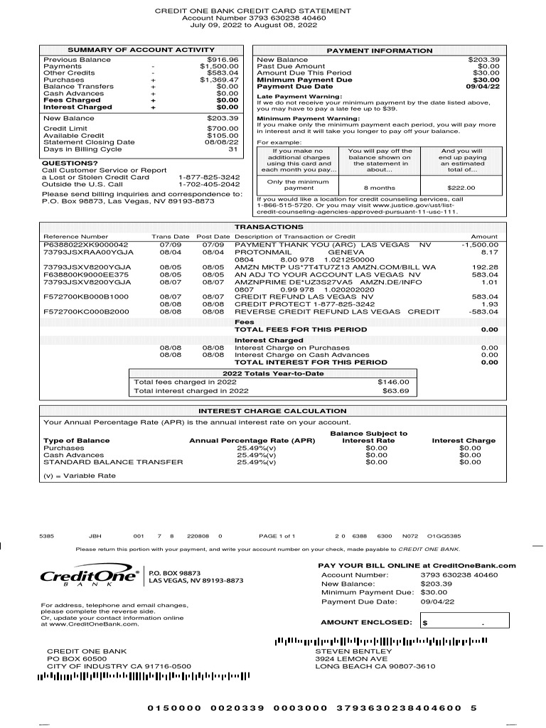 Credit One Bank Settlement 2025 Payout Date
