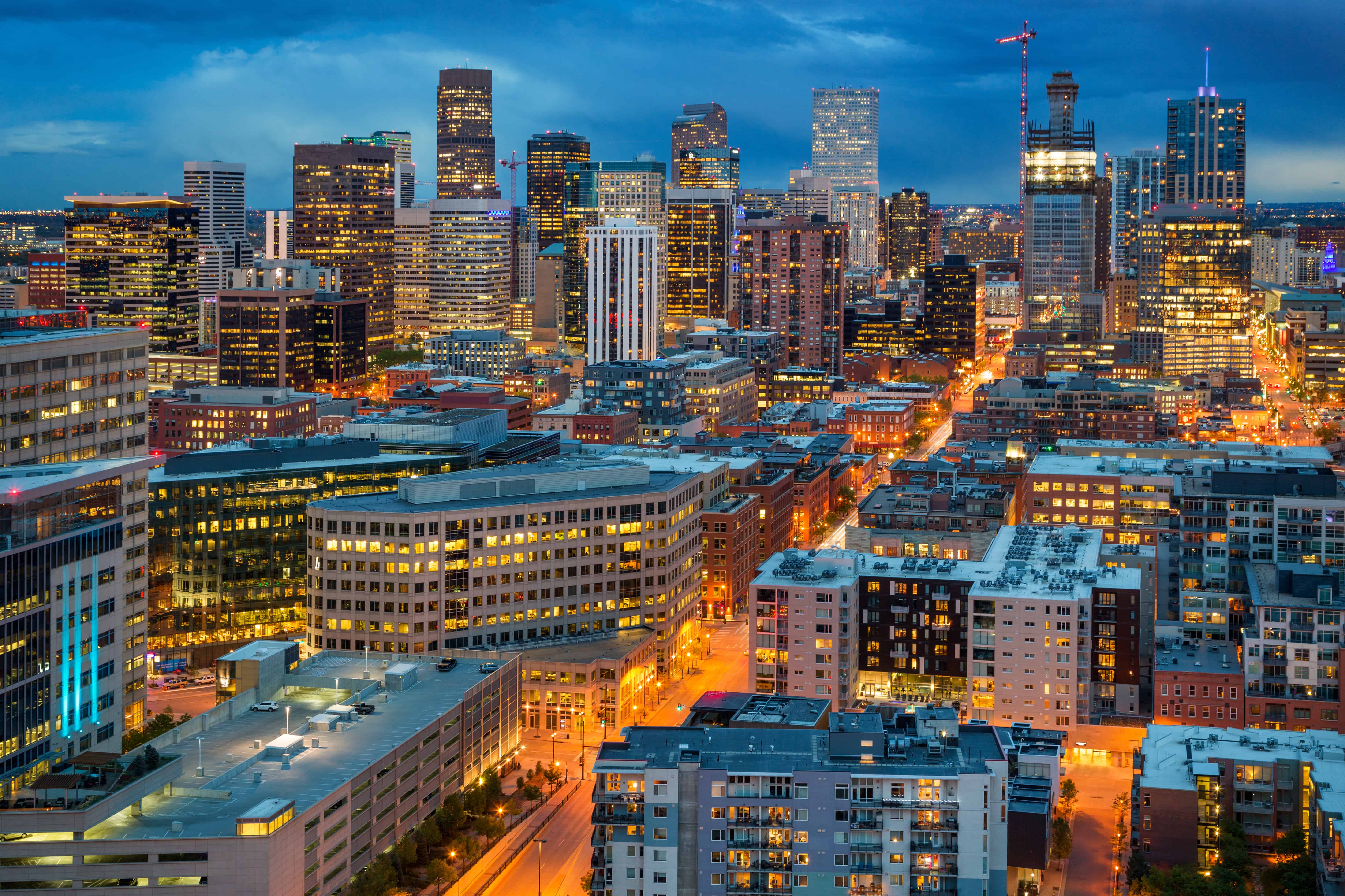 Denver City Skyline at Dusk | Vibration Analysis : Infrared : CBM Services - Denver Dermatology Consultants Wheat Ridge Co