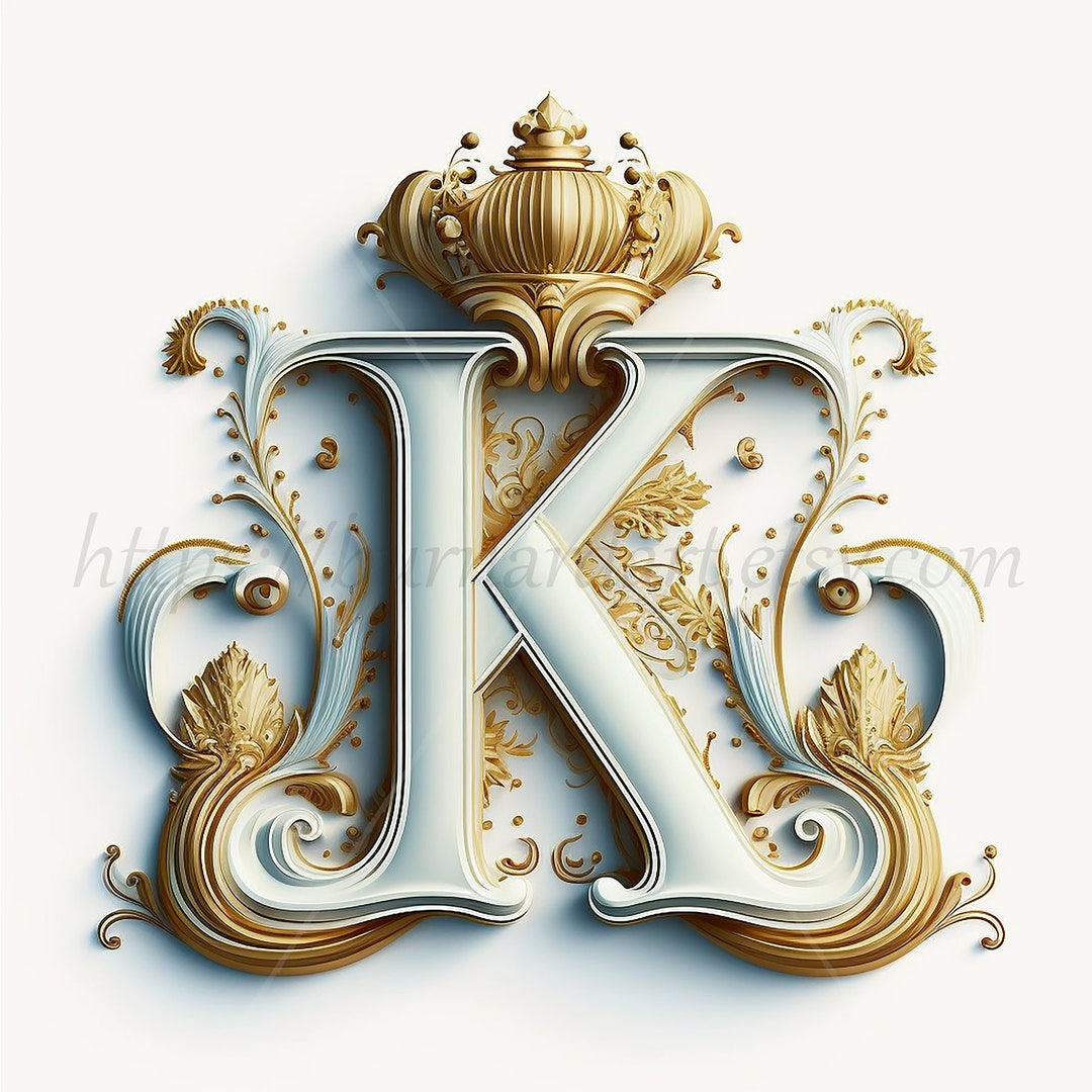 Digital Download - Letter K Crown on Whitish Background Alphabet - K&g Fashion Superstore Woodbridge Township Nj