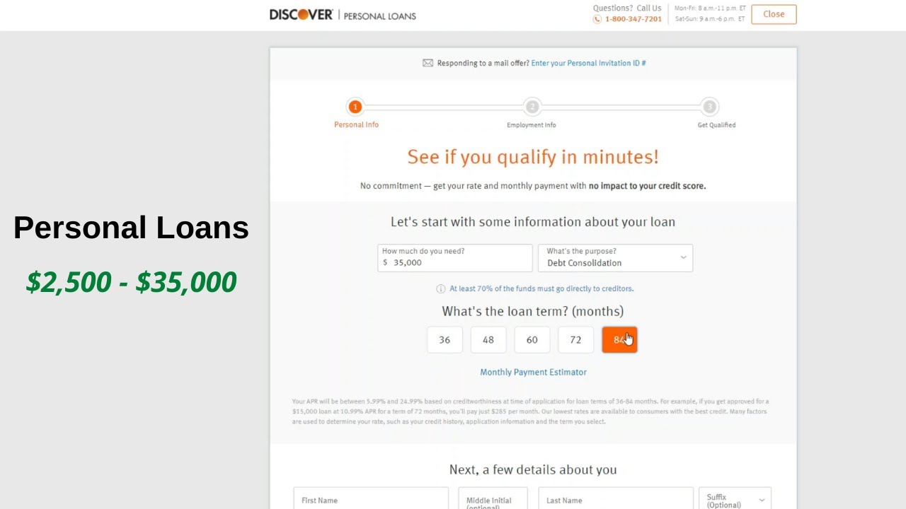 Discover Personal Loan Application ($2,500 - $35,000) - YouTube - Discoverpersonalloans Com Apply Personal Invitation Number