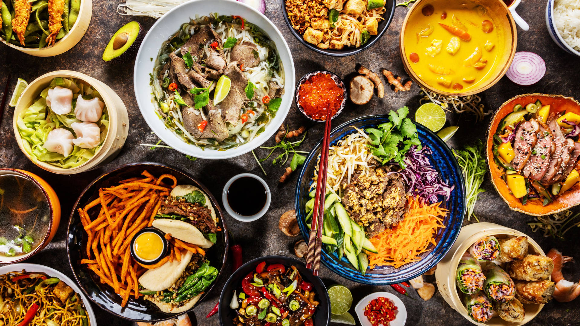 Download A Large Plate Of Asian Food Wallpaper | Wallpapers.com - Food Lion Pharmacy Salisbury North Carolina