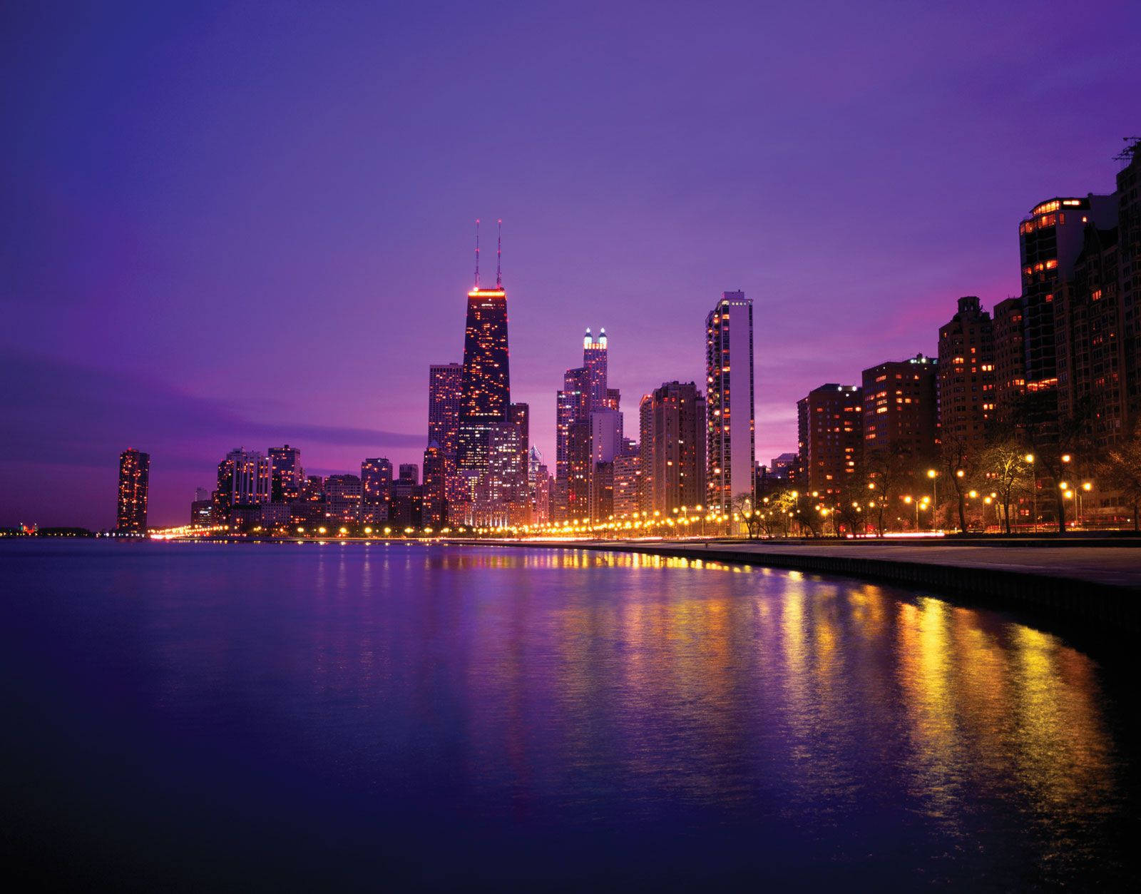 Download Purple Evening Scene In Downtown Chicago, Illinois Wallpaper - Chicago Precious Metals Exchange Chicago Il