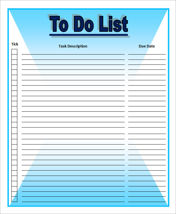 Downloadable To Do List Template - List Three Effects Of The Complement System